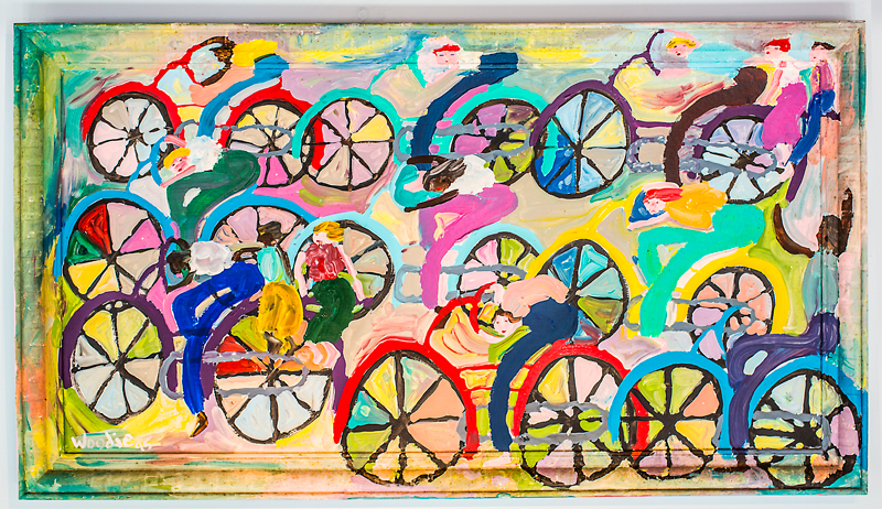 "Bicycles" by primitive artist Woodie Long